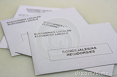 Several envelopes to participate in local elections Editorial Stock Photo