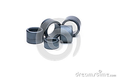 Several ferrite rings without winding Stock Photo