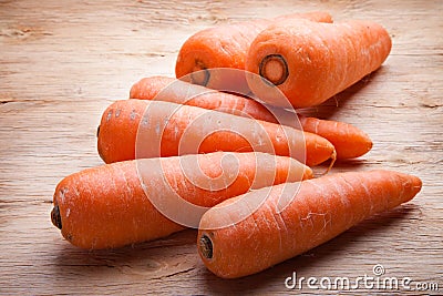 Carrots on wood Stock Photo