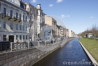 Several houses on the channel bank. Editorial Stock Photo