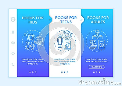Several kinds of literature onboarding vector template Vector Illustration