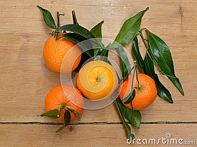 Several mandarins placed on a table Stock Photo