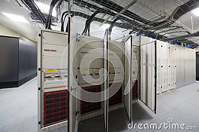 Several outdoor telecom racks Stock Photo