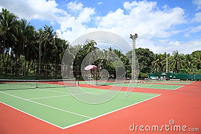 Several outdoor tennis hard courts Stock Photo