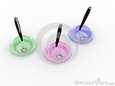Several pens on stands â„–1 Stock Photo