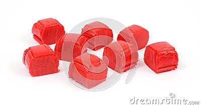 Several pieces of strawberry candy Stock Photo