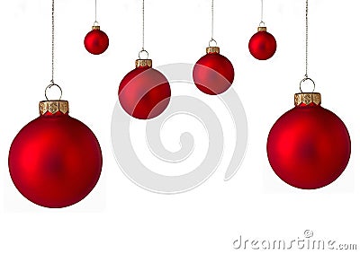 Several red Christmas baubles Stock Photo