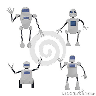 Several robots. Character robots. Technology for the future. Vector Illustration