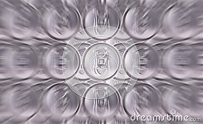 Several rows of aluminum cans Stock Photo
