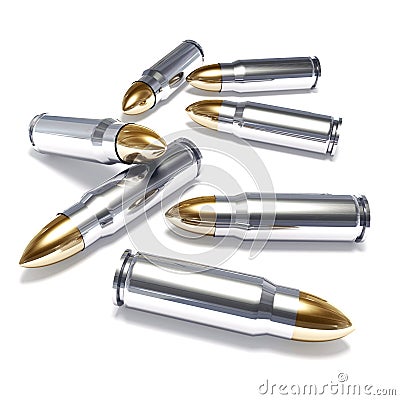 Several silver bullets Stock Photo