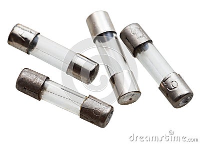 Several small glass fuses Stock Photo