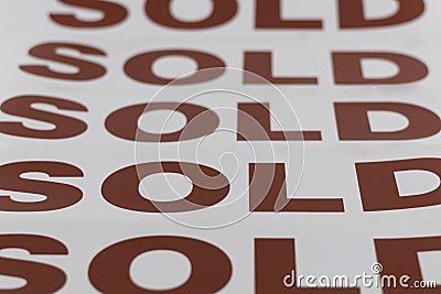 Several Sold Signs Stock Photo