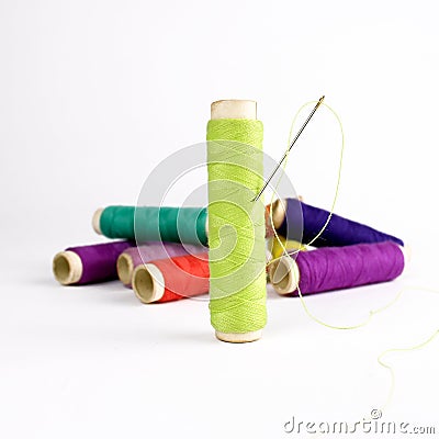 Thread and needle Stock Photo