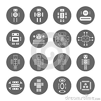 Several style of robot icons set Vector Illustration