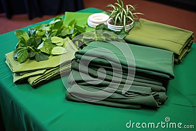 several sustainability accords spread out on a green cloth Stock Photo
