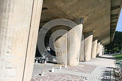 Several tapered oval concrete supports Stock Photo