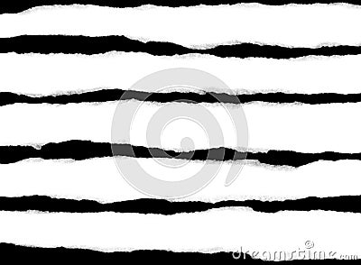 Several torn strips of white paper isolated on a black background Stock Photo