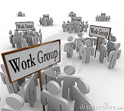 Several Work Groups of Workers Divided Tasks Stock Photo