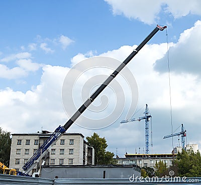 Several working cranes Stock Photo