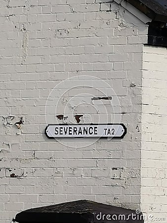 Severance Street Sign on old building Stock Photo