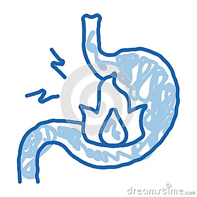 severe heartburn stomach pain doodle icon hand drawn illustration Vector Illustration