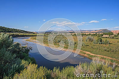 Sevier River and Landscape in Utah, USA Stock Photo