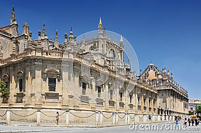 Sevilla Cathedral Catedral de Santa Maria de la Sede, Gothic style architecture in Spain, Andalusia region Editorial Stock Photo