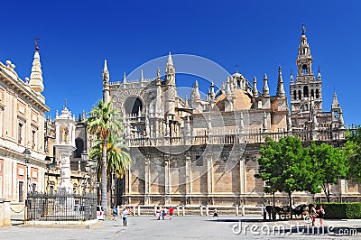 Sevilla Cathedral Catedral de Santa Maria de la Sede, Gothic style architecture in Spain, Andalusia region Editorial Stock Photo