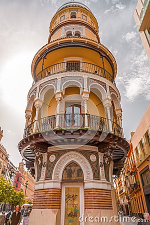 La Adriatica Building on Avenida de la Constitucion, Sevilla Editorial Stock Photo