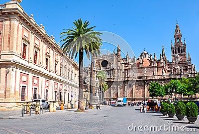 Seville Cathedral and Archive Of The Indies Archivo General de Indias, Spain Editorial Stock Photo