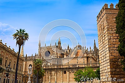 Seville cathedral and Archivo Indias Sevilla Stock Photo