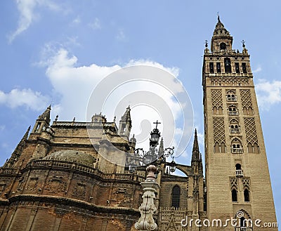 Seville Cathedral and Giralda Tower Stock Photo