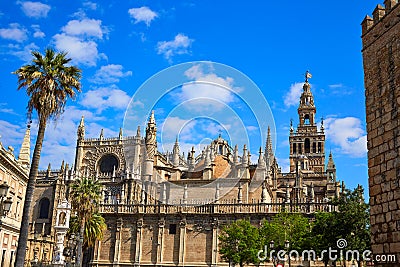 Seville cathedral Giralda tower of Sevilla Spain Stock Photo
