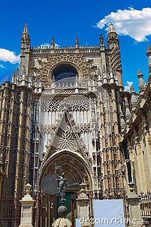 Seville cathedral Saint Christopher door Sevilla Stock Photo