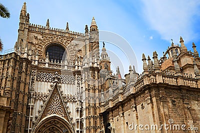 Seville cathedral Saint Christopher door Spain Stock Photo