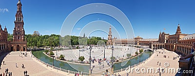 Seville panoramic plaza sky water Editorial Stock Photo