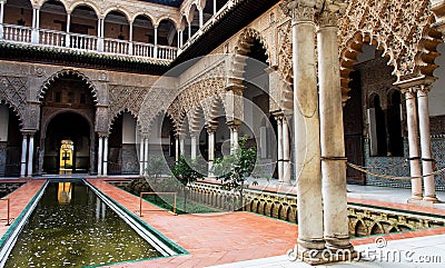 Seville, Real Alcazar Palace inner Patio Stock Photo