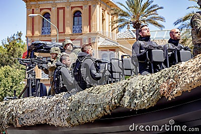 Special Naval Warfare Force. Marine Infantry Units during display of Spanish Armed Forces Day Editorial Stock Photo