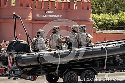 Special Naval Warfare Force. Marine Infantry Units during display of Spanish Armed Forces Day Editorial Stock Photo
