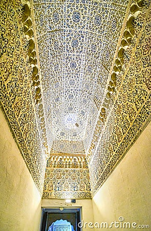 The beautiful islamic patterns in Royal Alcazar Palace, Seville, Spain Editorial Stock Photo