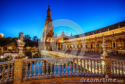 Seville, Spain: The Plaza de Espana, Spain Square Stock Photo