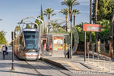 Tram stop in Seville Spain Editorial Stock Photo