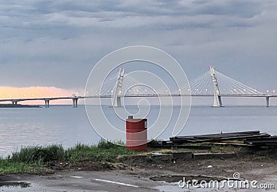At Sevkabel by the Neva river Stock Photo