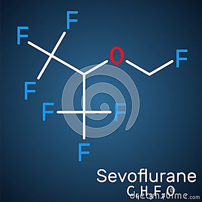 Sevoflurane, fluoromethyl molecule. It is inhalation anaesthetic, used for the general anesthesia. Structural chemical formula on Vector Illustration