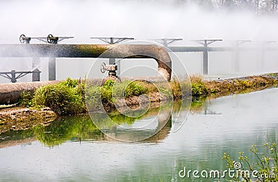 Sewage treatment system pipes Stock Photo