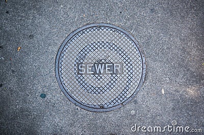 Sewer sidewalk cover Stock Photo