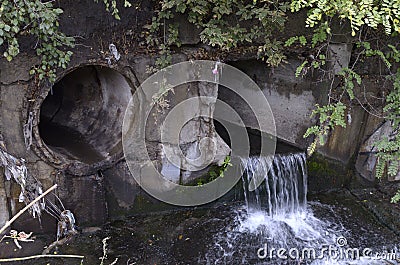 Sewers polluting Lybid river in Kyiv by industrial sewage Stock Photo