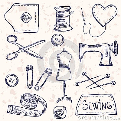 Sewing accessories Vector Illustration