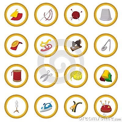 Sewing cartoon icon circle Vector Illustration