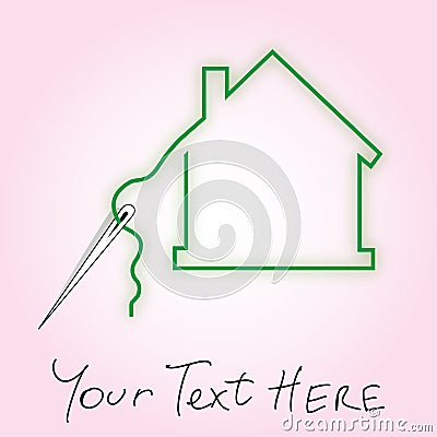 Sewing dream house Cartoon Illustration